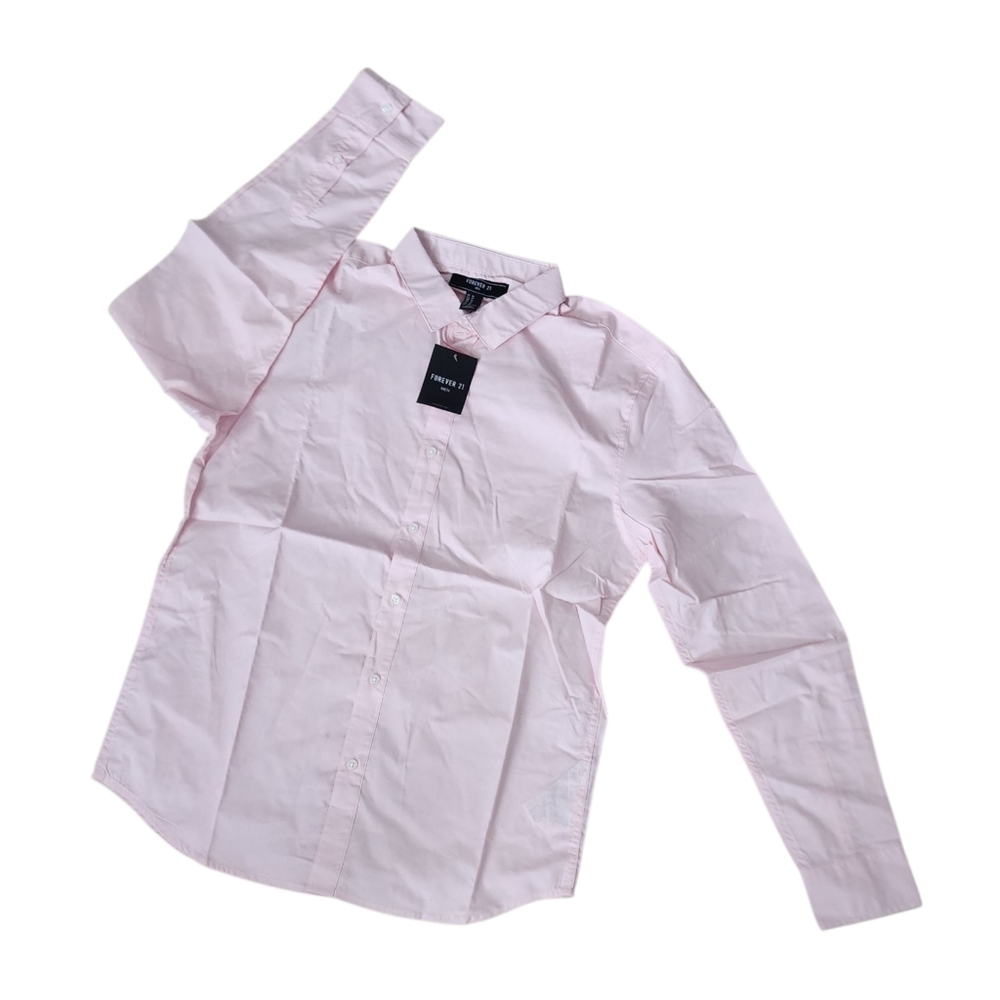 Forever 21 Light Pink Dress Shirt Size Medium Regular Fit Woven.